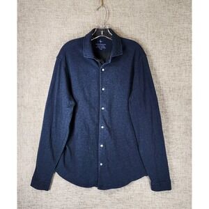 Tailorbyrd Collection Cotton Stretch Knit Shirt Mens L Navy Button Long Sleeve